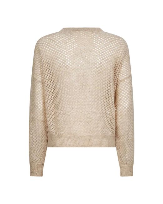 Brunello Cucinelli Netbrei Paillet Sweater in het Natural