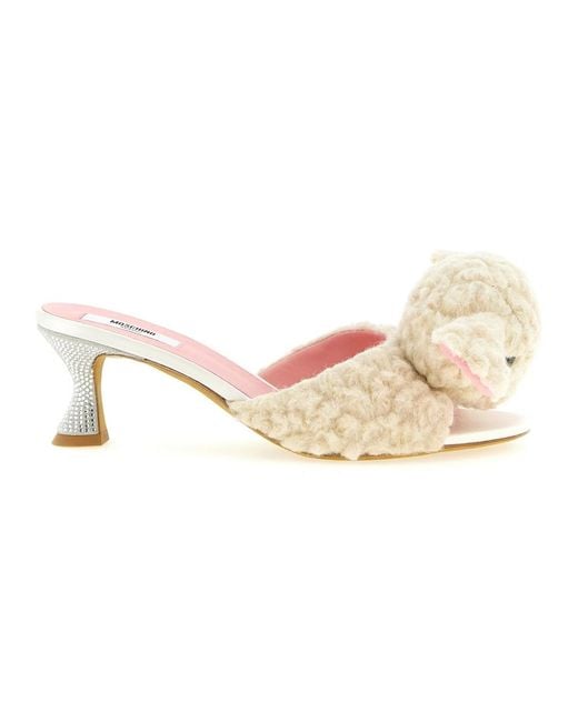 Moschino White Heeled Mules