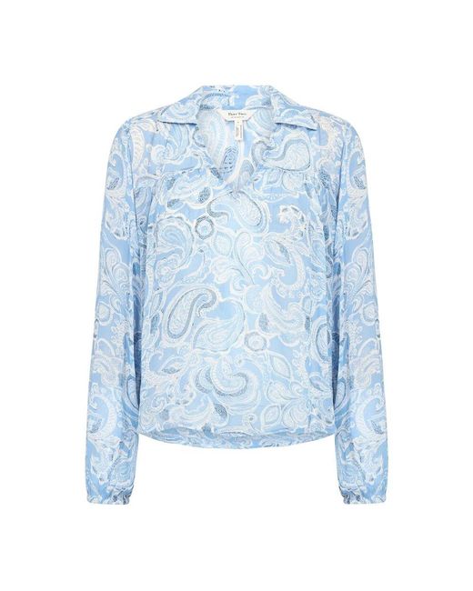 Part Two Blue Bluse mit paisley-print und v-ausschnitt