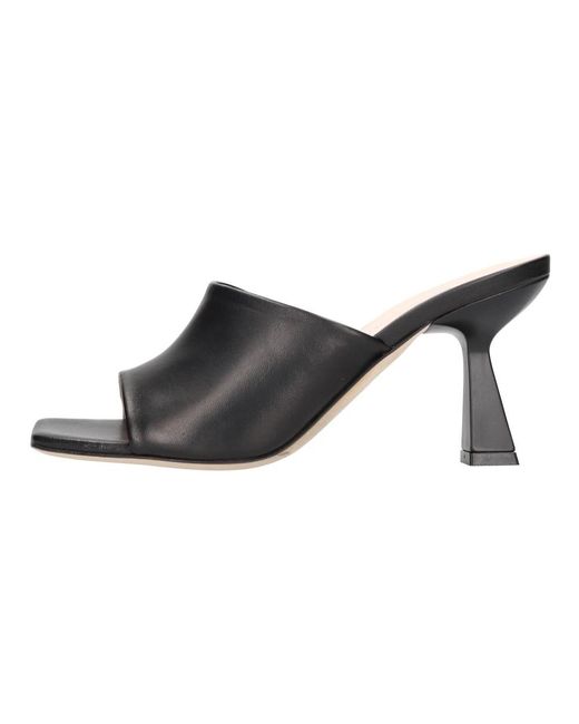 Evaluna Black Heeled Mules