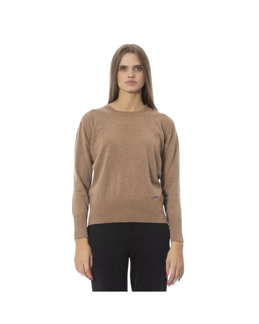 Round-Neck Knitwear di Baldinini in Brown