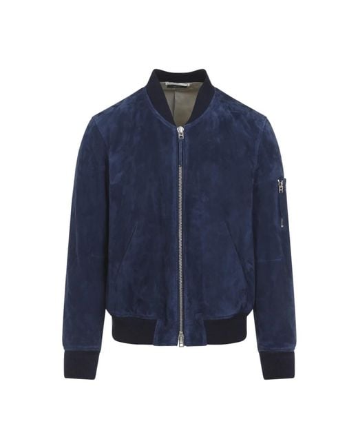Tom Ford Jassen ,Blauw ,Katoen Soft Suede Bomber in het Blue voor heren