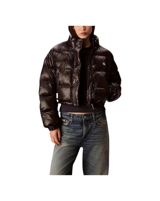 Calvin Klein Black Shine Crop Puffer