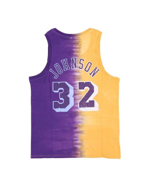 Mitchell & Ness Fitness ,Veelkleurig ,Katoen Magic Johnson Tie Dye Tank Top in het Purple voor heren