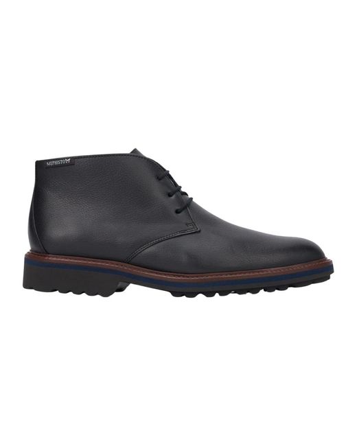 Mephisto Schwarzer leder knöchelstiefel in Blue für Herren
