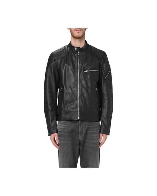 Belstaff Black Leather Jackets for men
