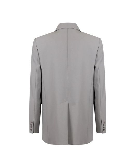 Max Mara Jassen ,Grijs ,Wol Dubbelbreasted Satijnen Wollen Blazer in het Gray