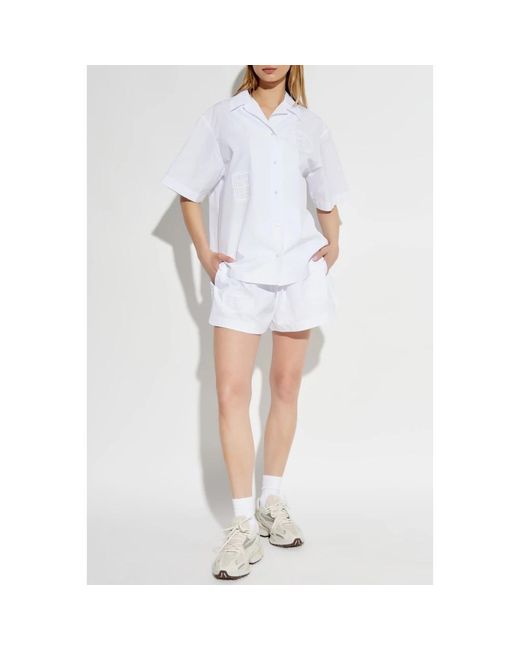 Lacoste Overhemden ,Wit ,Katoen Shirt Met Logo in het White