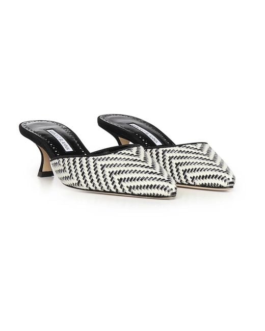 Manolo Blahnik White Heeled Mules