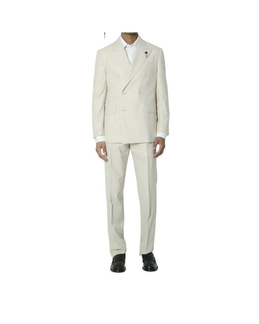 Lardini Natural Double Breasted Suits for men