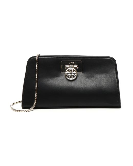 V73 Black Schwarze strukturierte clutch mit florone verschluss