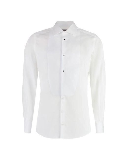 Dolce & Gabbana Goldknopf popeline tuxedo hemd in White für Herren