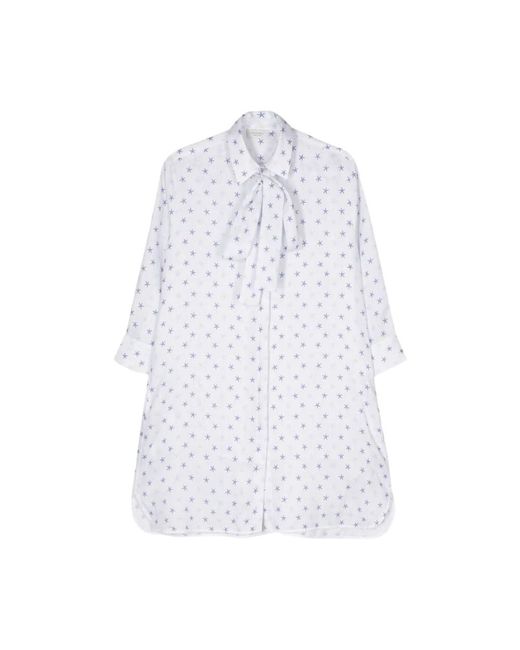 Camicia in lino con stampa stella marina di Mazzarelli in White