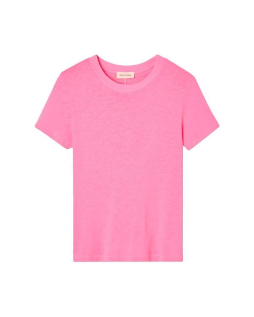 American Vintage Pink Klassisches rundhals t-shirt