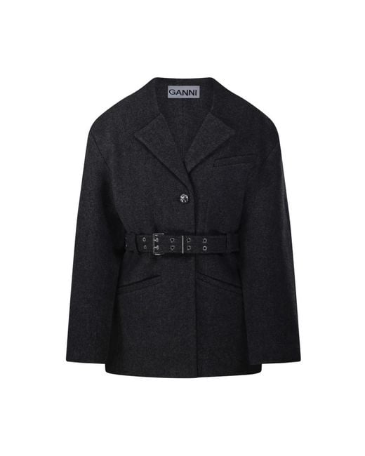 Ganni Black Belted Coats