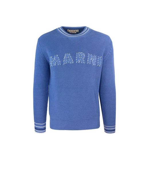 Marni Blue Round-Neck Knitwear for men
