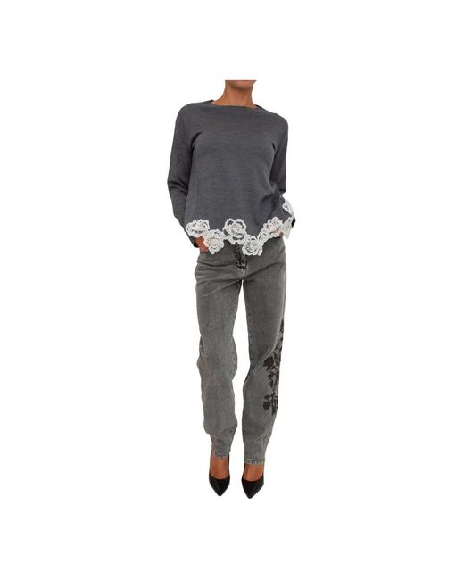 Blugirl Blumarine Gray Round-Neck Knitwear