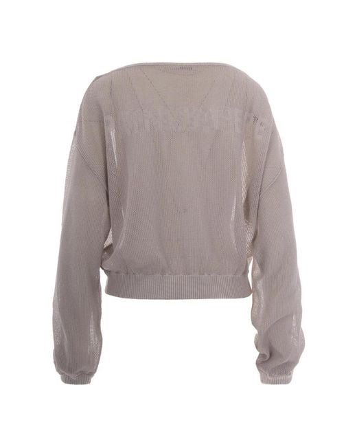 Patrizia Pepe Gray V-Neck Knitwear