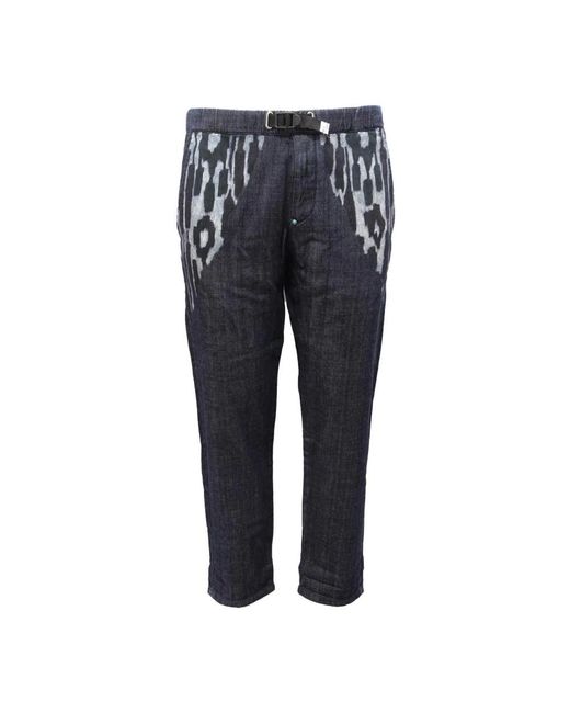 White Sand Blue Straight Trousers for men