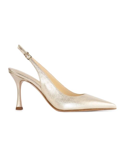 Sergio Levantesi White Platin leder sandalen mit goldfarbener schnalle