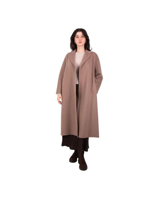 Max Mara Kameel Midimantel Esturia in het Brown