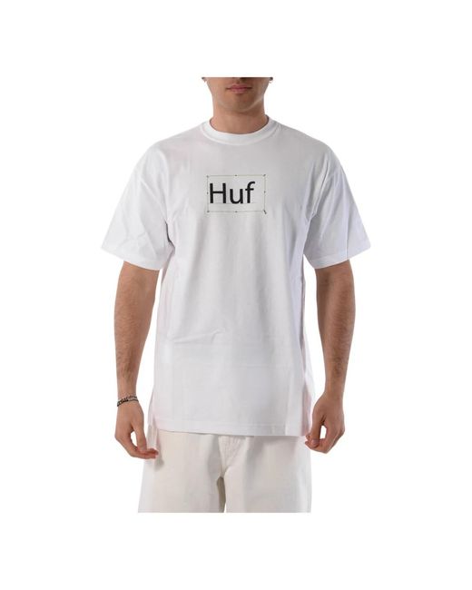 T-shirt in cotone con stampa frontale e posteriore di Huf in White da Uomo