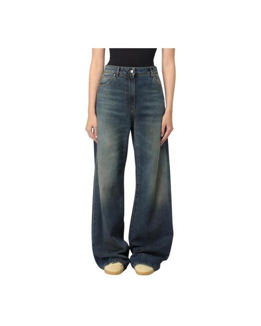MSGM Blue Wide Leg Jeans Mit Entspannter Passform