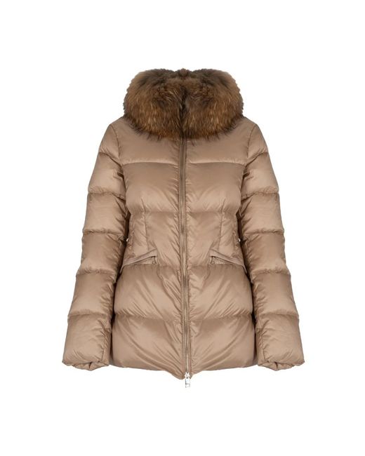 Liu Jo Jassen ,Elegante Jas Met Bontkraag in het Brown