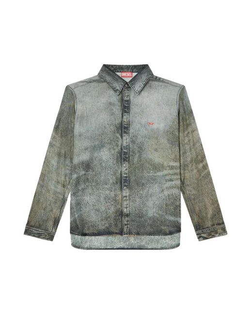 DIESEL Green Denim Shirts for men