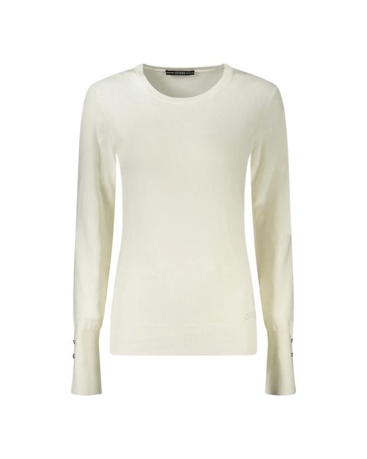 Guess White Round-Neck Knitwear