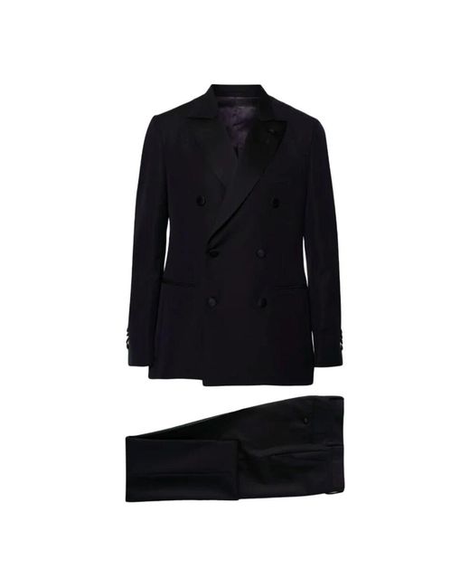 Lardini Blaues doppelreihiges kleid mit hose in Black für Herren