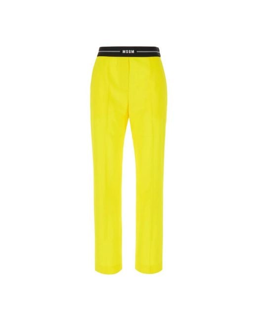 MSGM Yellow Slim-Fit Trousers
