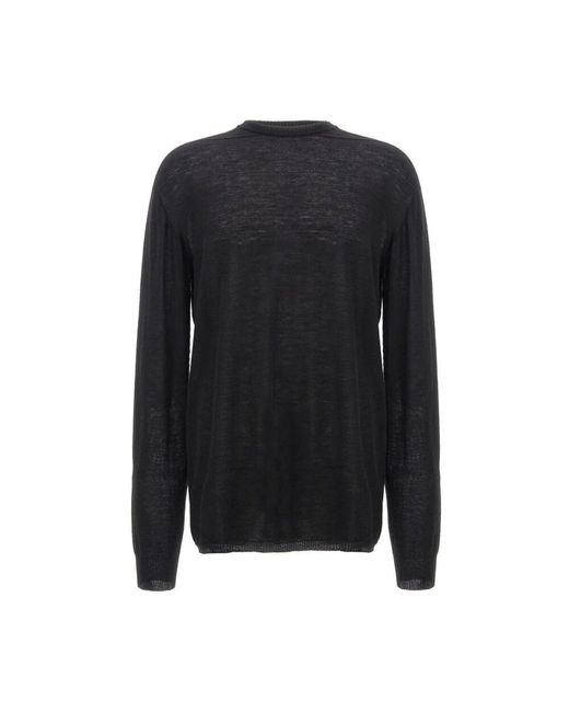 Rick Owens Schwarzer strickpullover mit rundhalsausschnitt in Black für Herren