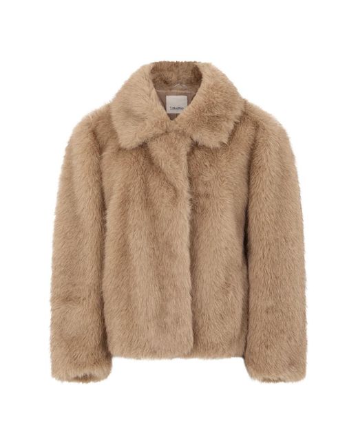 Max Mara Brown Faux Fur & Shearling Jackets