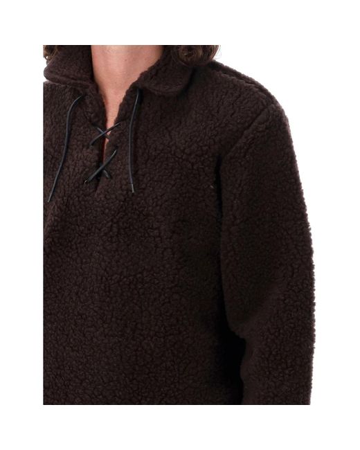 Bode Brauner fleece-pullover mit schnürung in Black für Herren