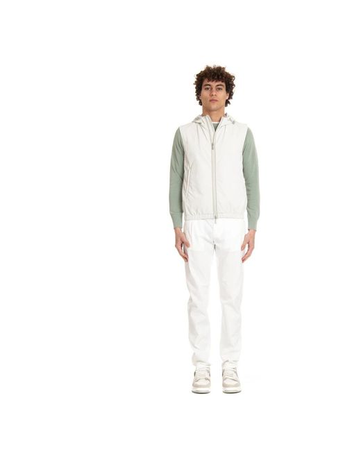 Eleventy Jassen ,Wit ,Katoen Zandkleurige Gilet Met Dubbele Rits in het White voor heren