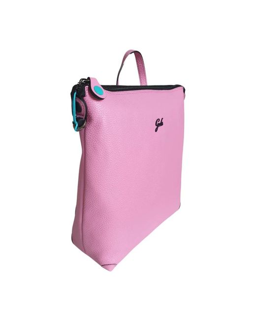 Gabs Roze Leren Rugzak Met Rits in het Pink