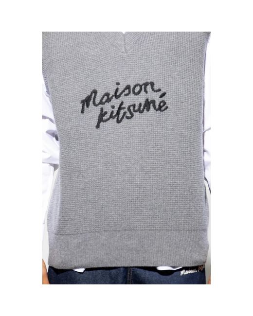 Maison Kitsuné Wollweste mit logo in Gray für Herren