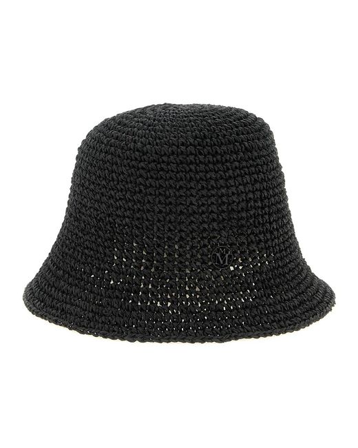 Maison Michel Pablo Crochet Straw Hat in het Black