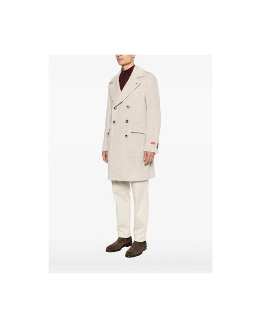 Isaia Natural Double-Breasted Coats for men
