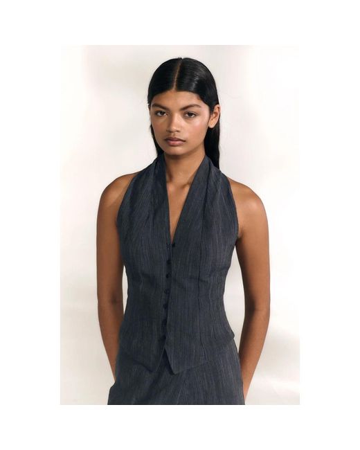 Cortana Black Sleeveless Tops