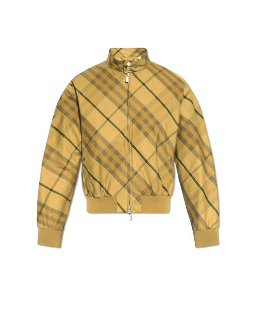 Burberry Jassen ,Groen ,Katoen Bomberjack Met Ruitpatroon En Ritssluiting in het Yellow voor heren