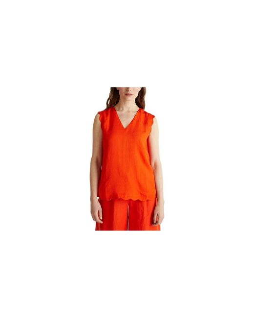 Esprit Red Einfarbige Langarmbluse
