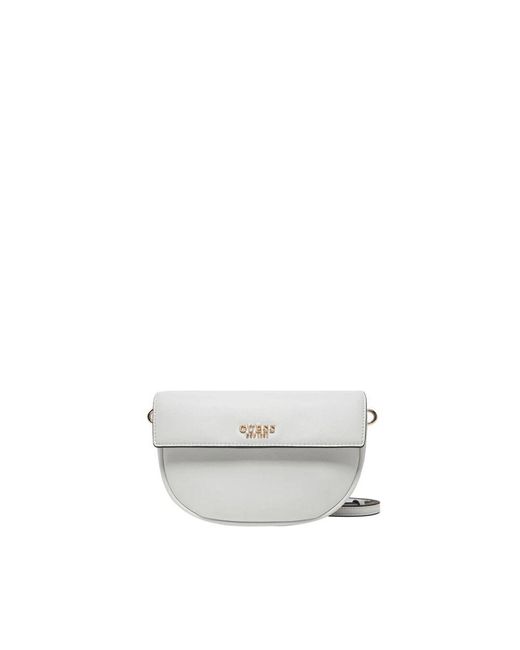 Guess White Weiße lederhandtasche mit goldenen details