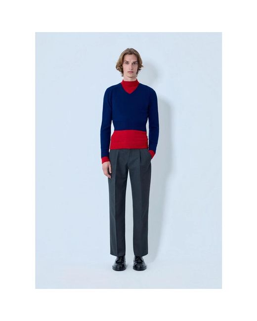 Jil Sander Blue V-Neck Knitwear for men