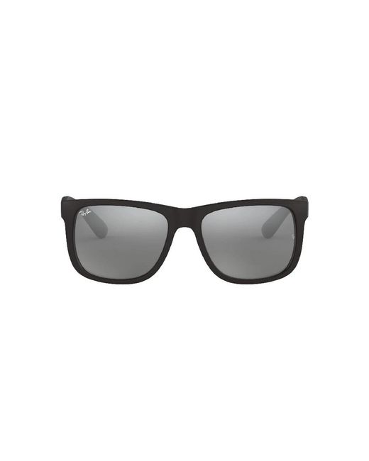 Ray-Ban Justin sonnenbrille in schwarz mit verspiegelten grauen gläsern in Gray für Herren