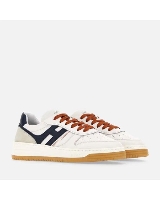 Hogan Ivory leder sneakers mit memory foam in Blue für Herren