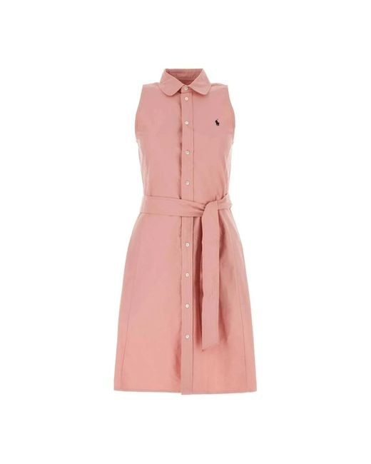 Camicia polo rosa senza maniche cintura chiusura frontale colletto francese di Ralph Lauren in Pink