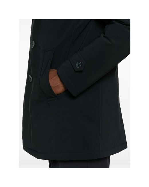Herno Jassen ,Zwart ,Blauwe Dubbel-Breasted Peacoat Aw 25 in het Black voor heren