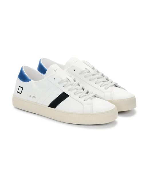 Date Weiße blaue leder low top sneaker in White für Herren